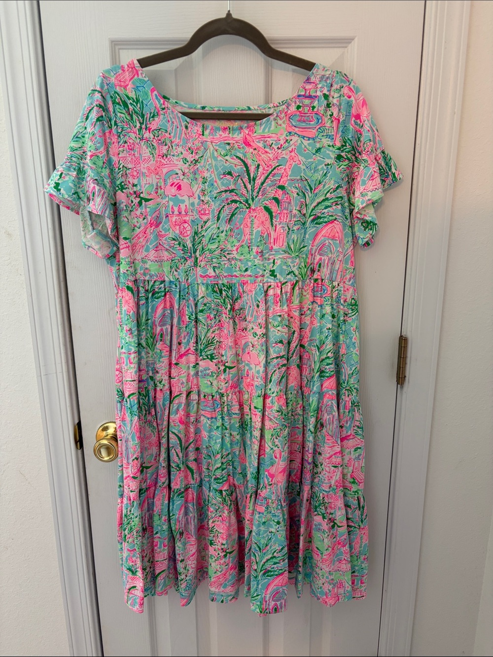 Lilly Pulitzer Girls' Tropical Print Mini Dress - Pink & Aqua